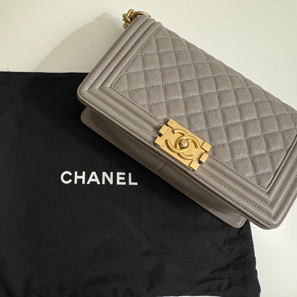 Chanel Boy - Original Medium in Grey and Gold hardware
